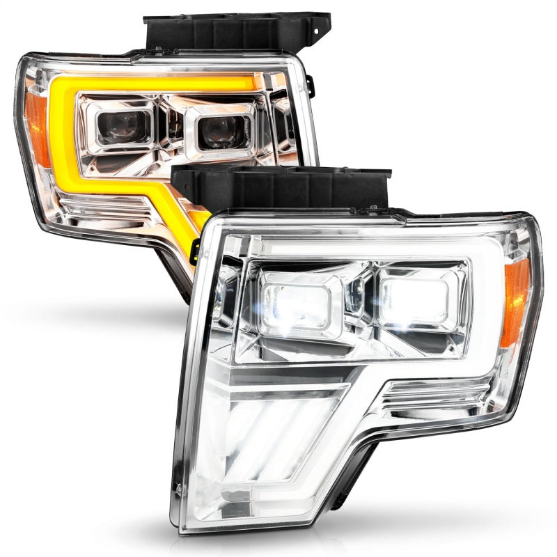 ANZO 09-14 Ford F-150 Full LED Proj Headlights w/Initiation Feature - Chrome Headlights ANZO
