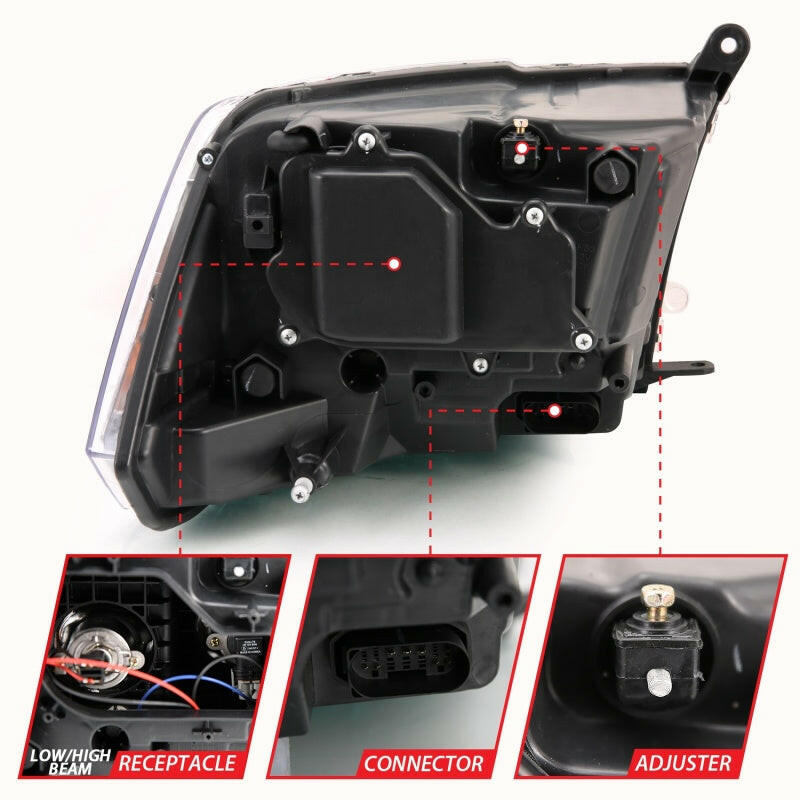 ANZO 2009-2018 Dodge Ram 1500 Projector H.L. Switchback Chrome Amber Headlights ANZO