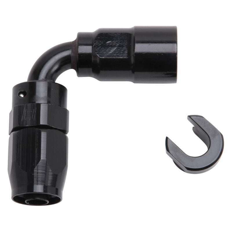 Russell Performance 5/16in SAE Quick Disc Female to -6 Hose Black 90 Degree Hose End Fittings Russell
