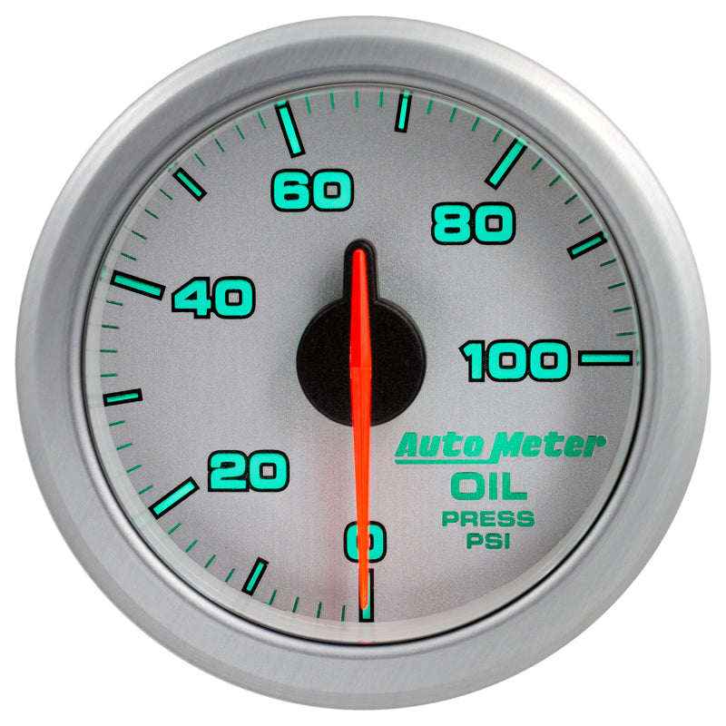 Autometer Airdrive 2-1/6in Oil Pressure Gauge 0-100 PSI - Silver Gauges AutoMeter