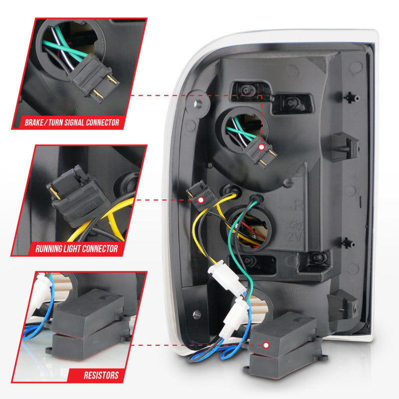 ANZO 1993-1997 Ford Ranger LED Tail Lights w/ Light Bar Black Housing Clear Lens Tail Lights ANZO