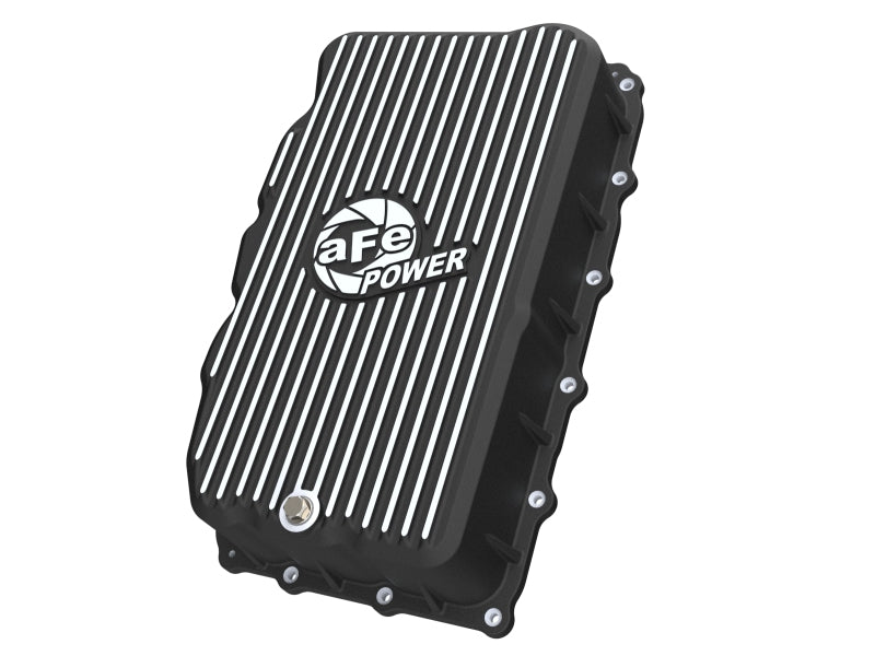 aFe 20-26 GM Trucks L6 3.0L Transmission Pan - Black w/ Machined Fins Diff Covers aFe