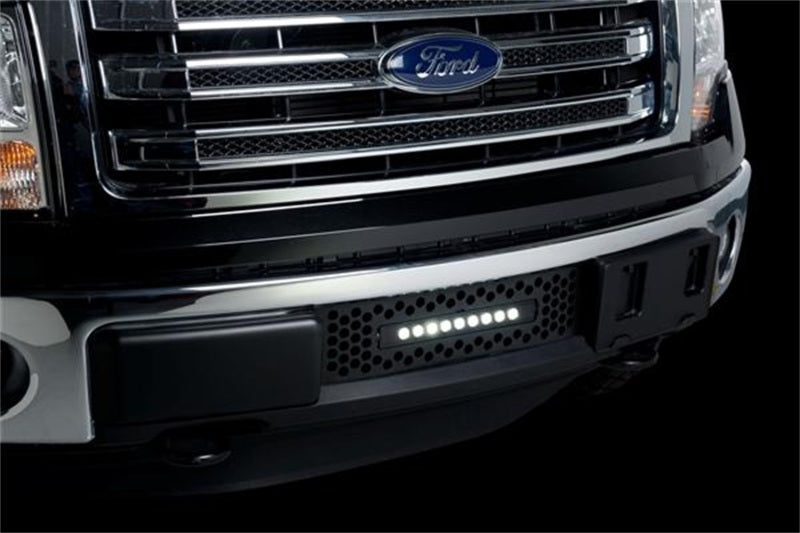 Putco 11-14 Ford F-150 EcoBoost SS Black Punch Bumper Grille Insert w/ 10in Luminix Light Bar Grilles Putco