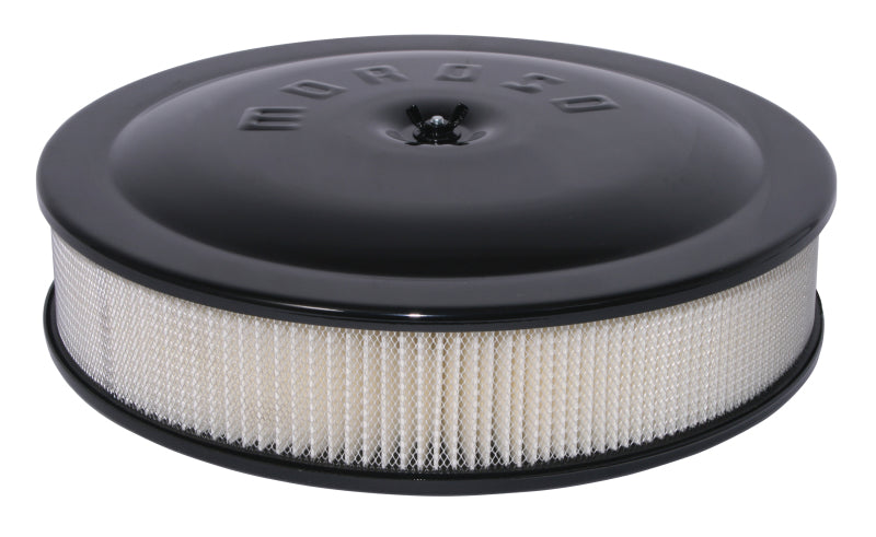 Moroso Racing Air Cleaner - 14in x 3in Filter - Aluminum - Black Powder Coat Fuel Filters Moroso