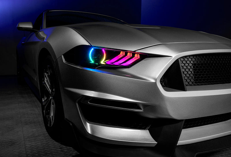 Oracle Lighting 18-23 Ford Mustang Dynamic ColorSHIFT LED Headlights - Black Series Headlights ORACLE Lighting