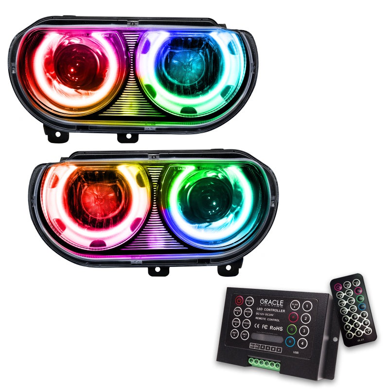 Oracle 08-14 Dodge Challenger SMD HL (HID Style) - ColorSHIFT w/ 2.0 Controller Headlights ORACLE Lighting