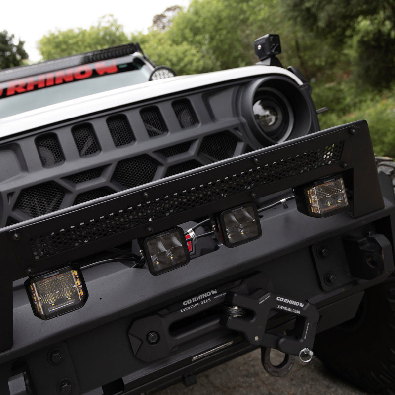 Go Rhino Xplor Blackout Combo Series Cube Sideline LED Flood Lights w/Amber 4x3 - Blk (Pair) Light Bars & Cubes Go Rhino