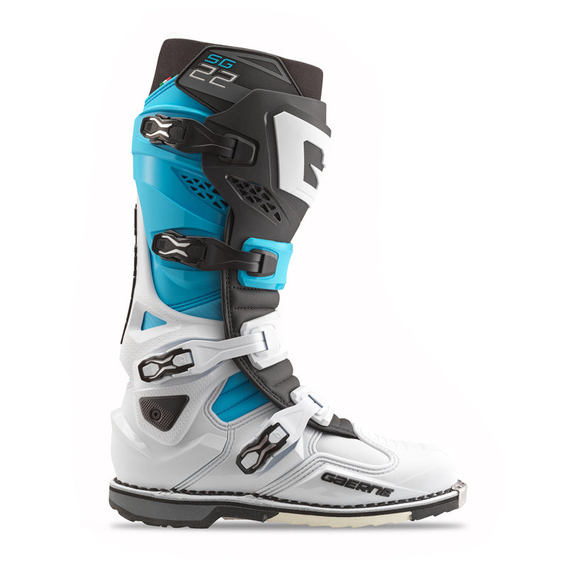 Gaerne SG22 Limited Edition Boot White/Black/Light Blue Size - 12 Motorcycle Boots Gaerne