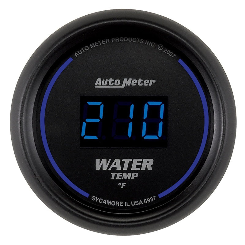 Autometer Cobalt Digital 52.4mm Black 0-300 deg F Water Temperature Gauge Gauges AutoMeter