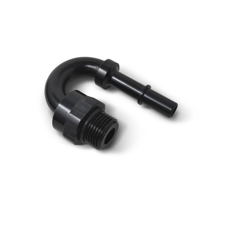Russell Performance Adapter Fitting 3/8in SAE Quick Disc Male to #6 SAE Port Male Swivel 180Deg Blk Fittings Russell