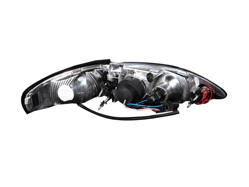 ANZO 1994-1998 Ford Mustang Projector Headlights w/ Halo Black 1pc Headlights ANZO