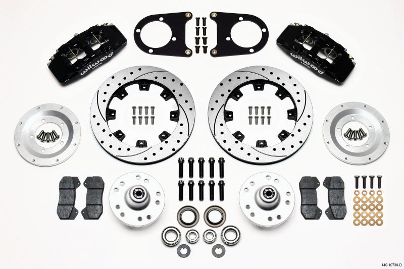 Wilwood Dynapro 6 Front Hub Kit 12.19in Drilled 37-48 Ford Psgr. Car Spindle Big Brake Kits Wilwood