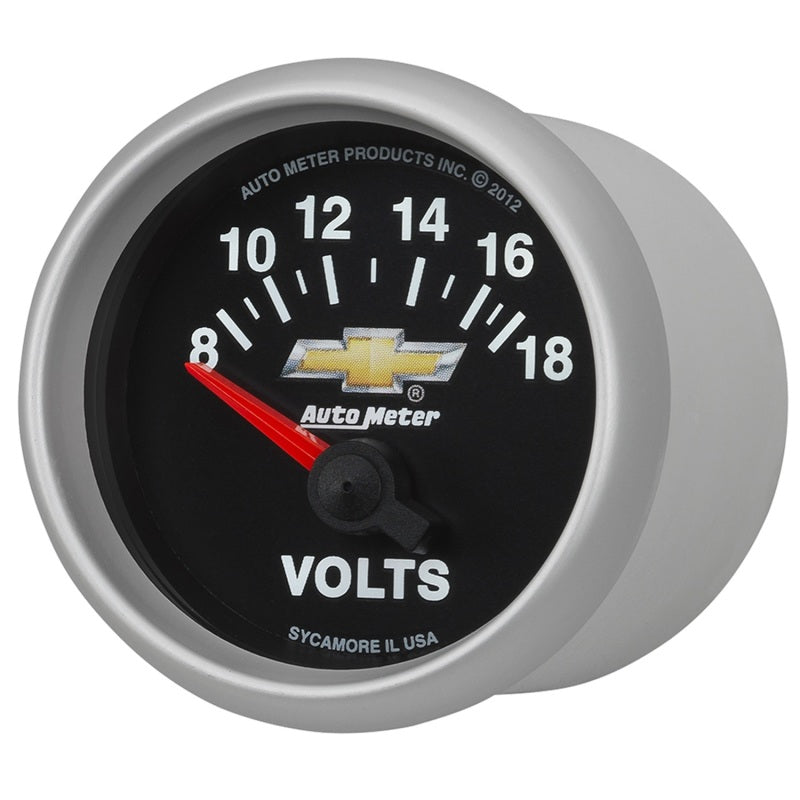 AutoMeter Gauge Voltmeter 2-1/16in. 18V Electric Chevy Gold Bowtie Gauges AutoMeter