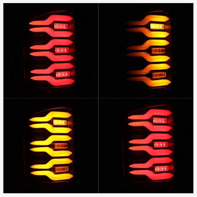 AlphaRex 14-18 Chevrolet Silverado Luxx-Series LED Tail Lights Black w/Activ Light/Seq Signal Tail Lights AlphaRex