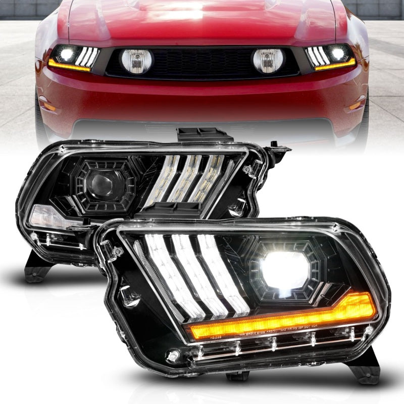 ANZO 10-14 Ford Mustang LED Projector Headlights w/Sequential Light Tube (NON HID Compatible) Headlights ANZO