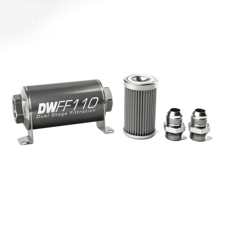 DeatschWerks Stainless Steel 10AN 100 Micron Universal Inline Fuel Filter Housing Kit (110mm) Fuel Filters DeatschWerks