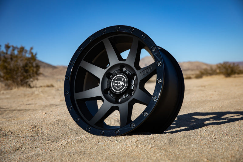 ICON Rebound 17x8.5 5x150 25mm Offset 5.75in BS 110.1mm Bore Double Black Wheel Wheels - Cast ICON