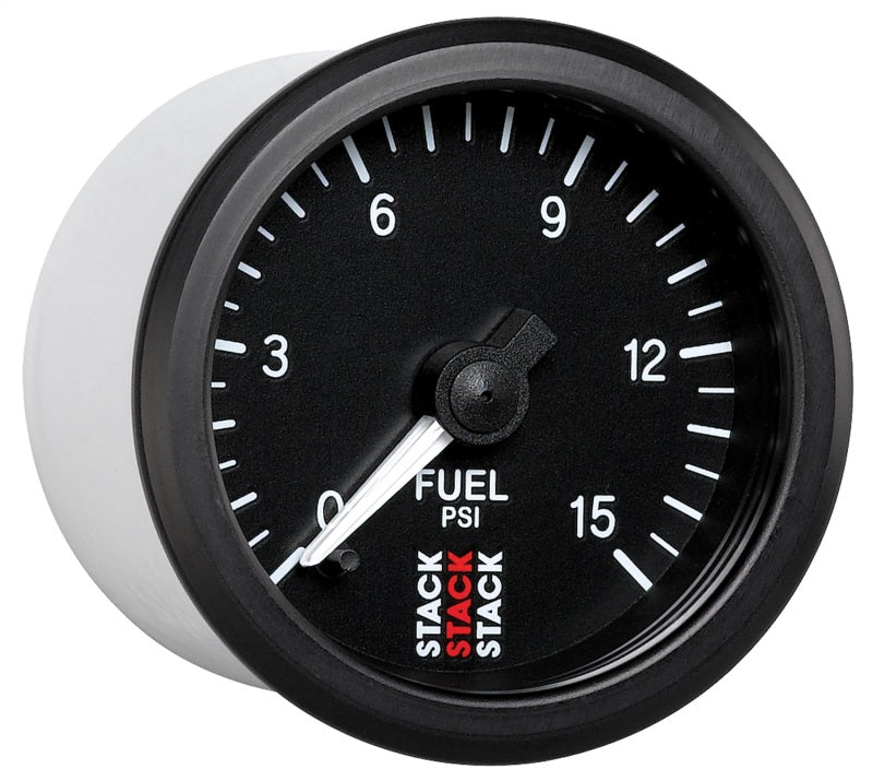 Autometer Stack 52mm 0-15 PSI 1/8in NPTF Male Pro Stepper Motor Fuel Pressure Gauge - Black Gauges AutoMeter