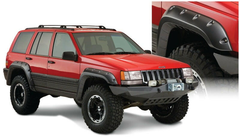 Bushwacker 93-98 Jeep Grand Cherokee Cutout Style Flares 4pc - Black Fender Flares Bushwacker