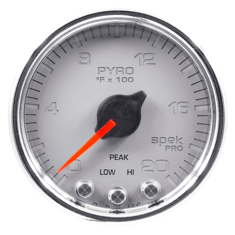 Autometer Spek-Pro Gauge Pyro. (Egt) 2 1/16in 2000f Stepper Motor W/Peak & Warn Slvr/Chrm Gauges AutoMeter