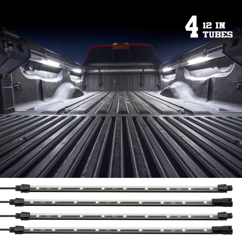 XK Glow Truck Bed Light w/ Auto Off Delay Switch Underglow LED Accent Truck Bed/Toolbox White - 4x Switch Panels XKGLOW