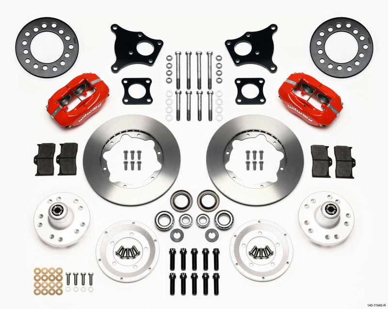 Wilwood Forged Dynalite Front Kit 11.00in Red AMC 71-76 OE Disc w/o Bendix Brakes Big Brake Kits Wilwood