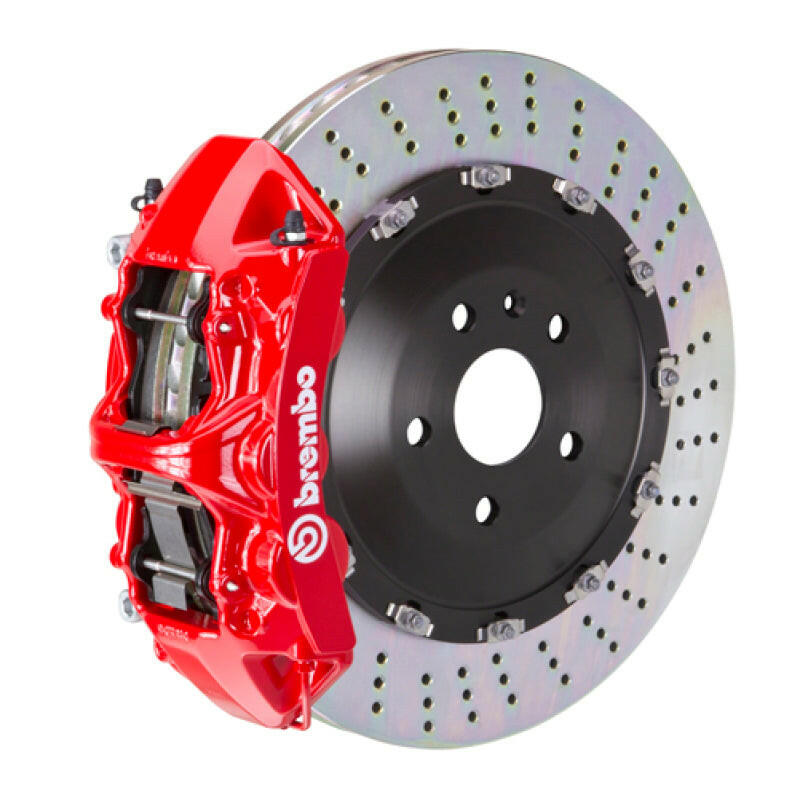 Brembo 18+ RS5 Front GT BBK 6 Piston Cast 405x34 2pc Rotor Drilled-Red Brake Kits - Performance Slot Brembo