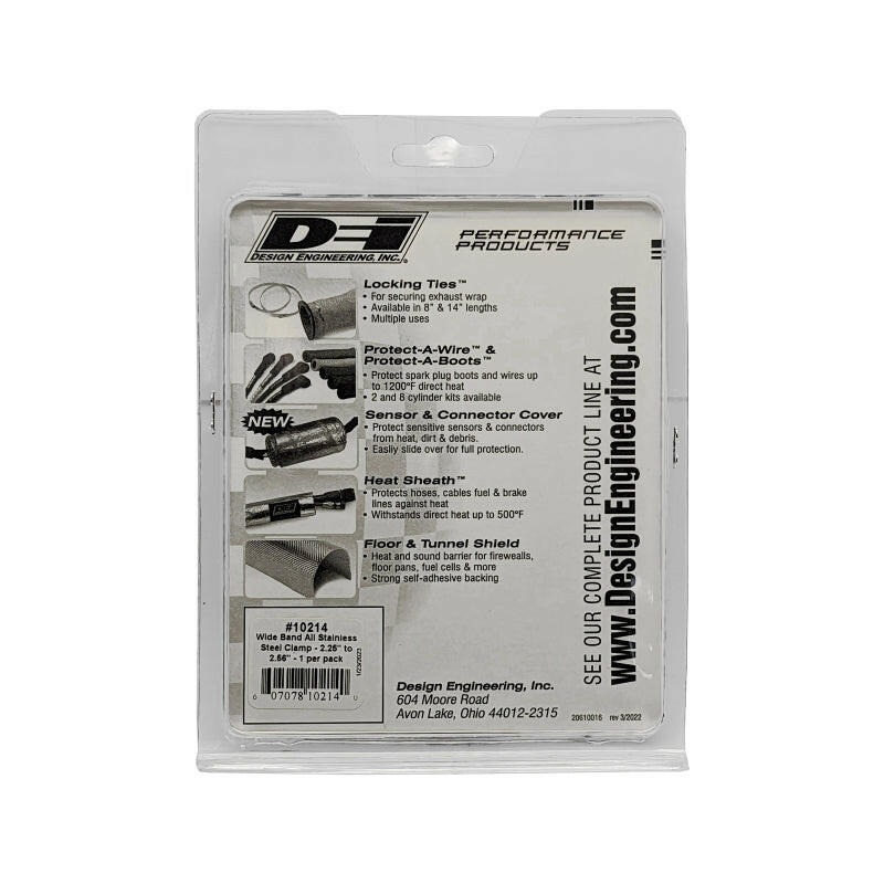 DEI Stainless Clamp 2.25in to 2.56in - Wide Band Clamp 1 per pack Clamps DEI