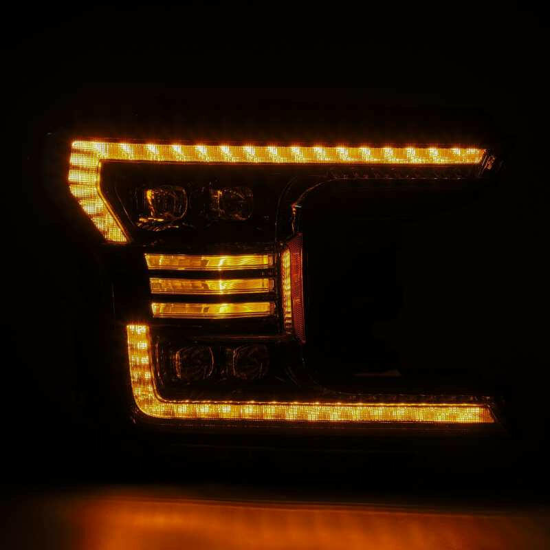 AlphaRex 18-20 Ford F-150 NOVA LED Proj Headlight Plank Style Alpha Blk w/Activ Light/Seq Signal/DRL Headlights AlphaRex