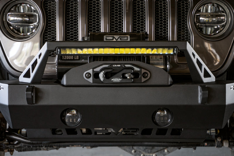 DV8 Offroad 07-23 Jeep Wrangler/Gladiator JT/JK/JL FS-25 Stubby Front Bumper w/Plated Bull Bar Bumpers - Steel DV8 Offroad