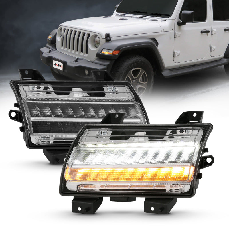 ANZO 18-19 Jeep Wrangler JL Halogen Chrome Clear w/ Sequential Signal Lights Corner ANZO