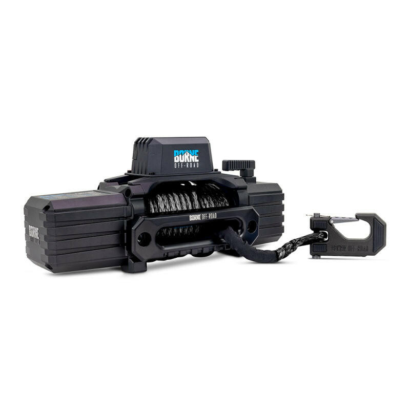 Borne Off-Road 12K Winch - Black Synthetic Rope Winches Borne Off-Road
