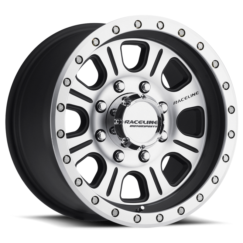 Raceline 928M Monster 17x9in / 6x139.7 BP / 0mm Offset / 107.95mm Bore - Black & Machined Wheel Wheels - Cast Raceline