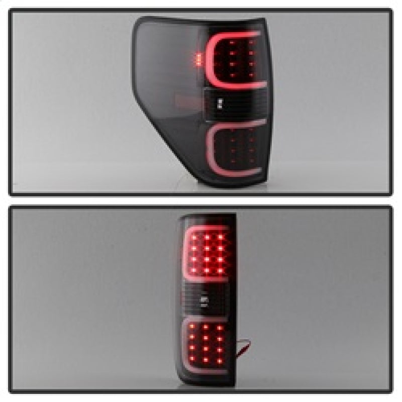 xTune Ford F150 09-14 LED Tail Lights - Black ALT-ON-FF15009-LBLED-BK Tail Lights SPYDER