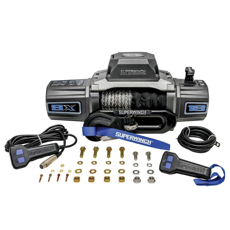 Superwinch 12000 LBS 12V DC 3/8in x 80ft Synthetic Rope SX 12000SR Winch - Graphite Winches Superwinch