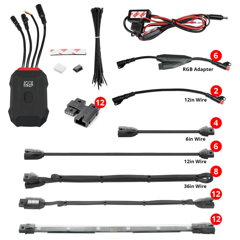 XK Glow Addressable LED Motorcycle Accent Light Kits Advanced XKalpha App Controlled Light Accessories and Wiring XKGLOW