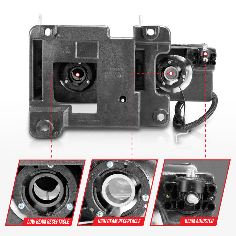 ANZO 1999-2000 Cadillac Escalade Crystal Headlights Headlights ANZO