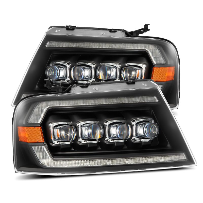 AlphaRex 04-08 Ford F-150 (No 2004 Heritage) NOVA-Series LED Proj HL Alpha-Blk w/Actv Lgt / Seq. Sig Headlights AlphaRex