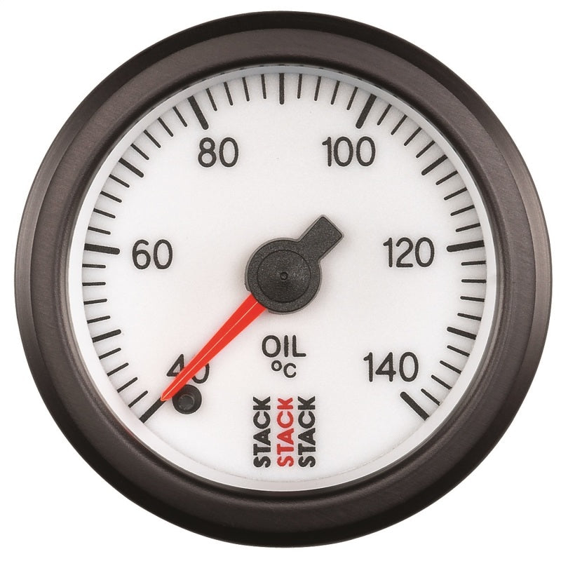 Autometer Stack 52mm 40-140 Deg C 1/8in NPTF Male Pro Stepper Motor Oil Temp Gauge - White Gauges AutoMeter