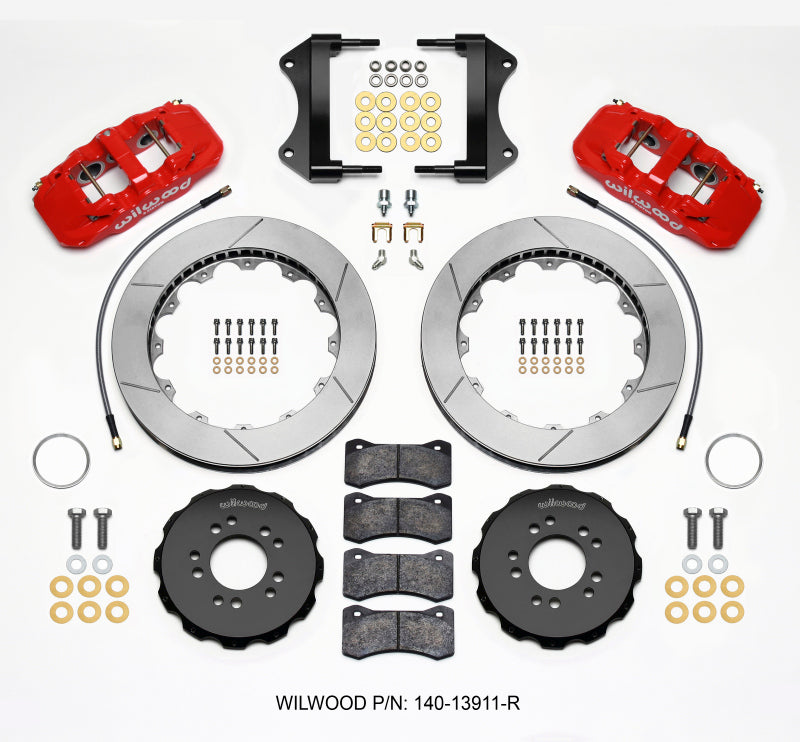 Wilwood AERO6 Front Hat Kit 15.00 Red 2014-up Corvette C7 w/Lines Big Brake Kits Wilwood