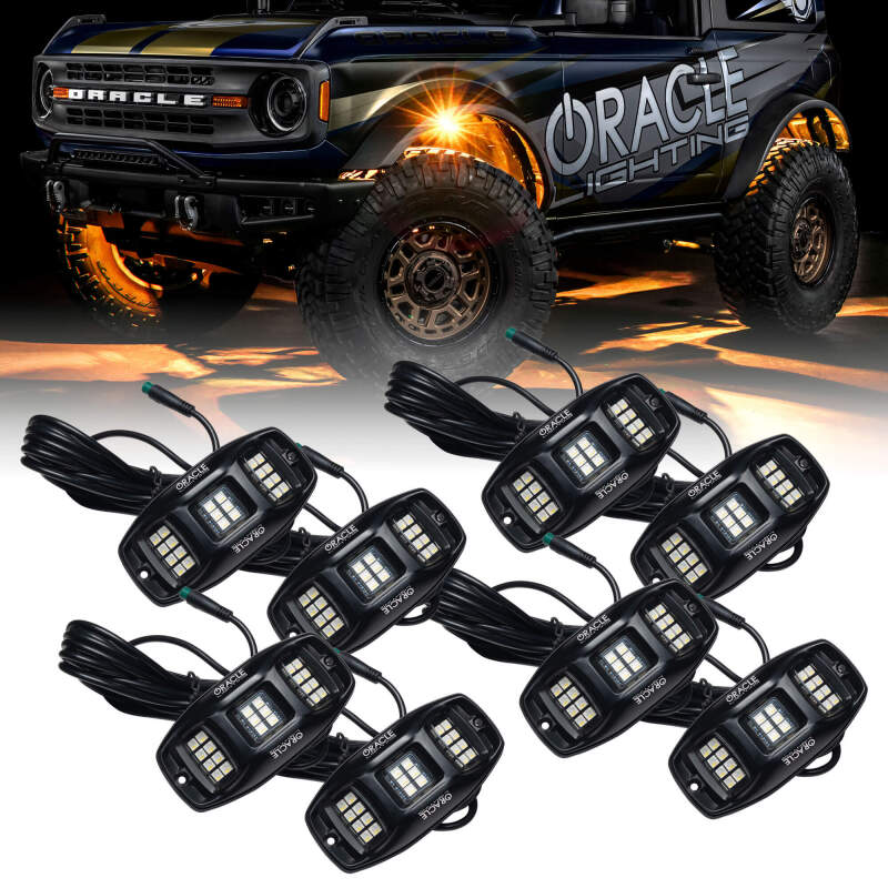 Oracle Underbody RGB+W Wheel Well Rock Light Kit - 8 PCS - ColorSHIFT Light Bars & Cubes ORACLE Lighting