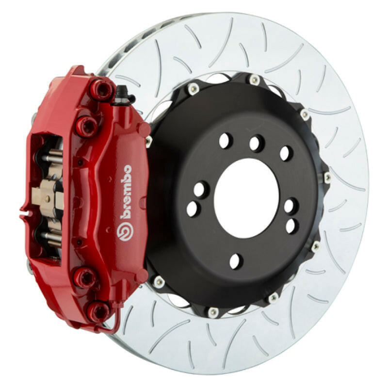 Brembo 02-05 7-Series (Through 3/5 Prod) Rr GT BBK 4Pist Cast 2pc 345x28 2pc Rotor Slot Type3-Red Brake Kits - Performance Slot Brembo