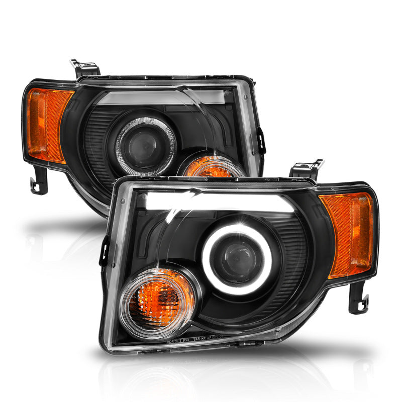 ANZO 2008-2012 Ford Escape Projector Headlights w/ Halo Black Headlights ANZO
