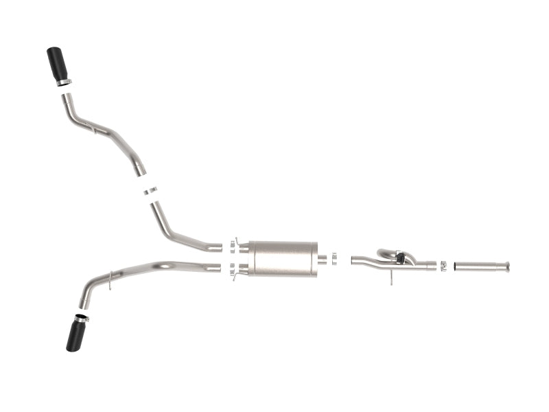 aFe Gemini XV 3in 304 SS Cat-Back Exhaust 09-18 GM Trucks V6-4.3/V8-4.8/5.3L w/ Black Tips Catback aFe