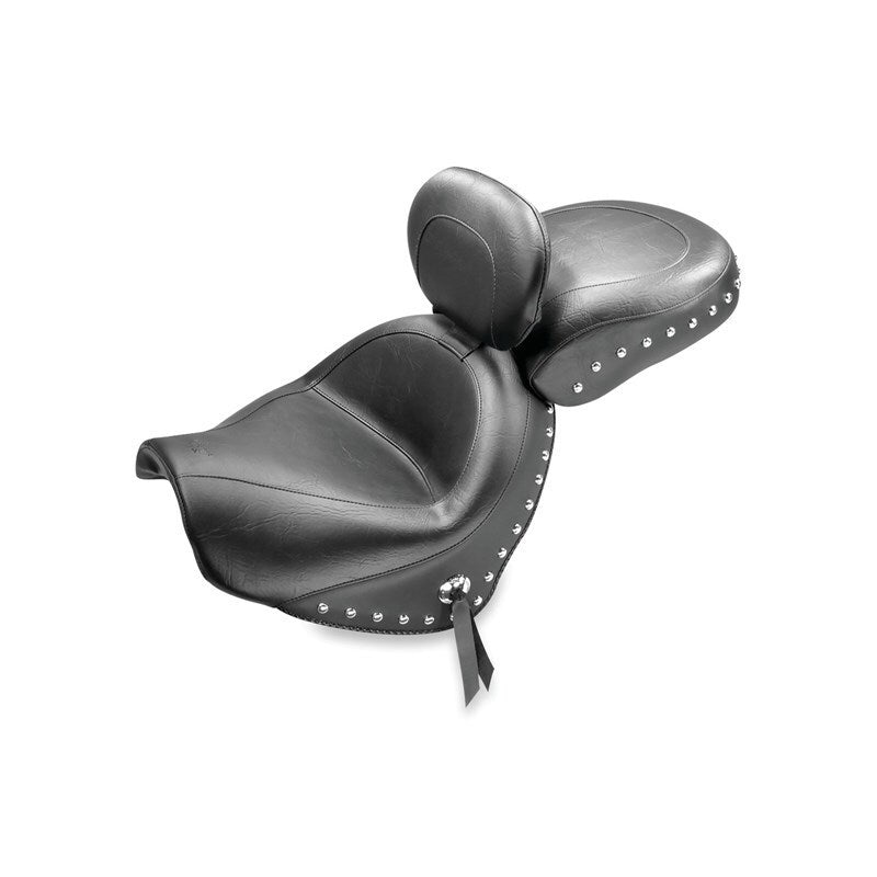 Mustang 09-21 Suzuki Boulevard C50/C50T Standard Touring 2PC Seat w/Driver Backrest w/Studs - Black Two-Piece Motorcycle Seats Mustang Motorcycle