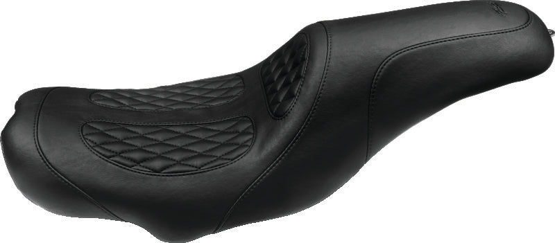 Mustang 96-03 Harley Sportster 3.3 Gal Vintage Touring-XIS 1PC Seat - Blackl Solo Motorcycle Seats Mustang Motorcycle