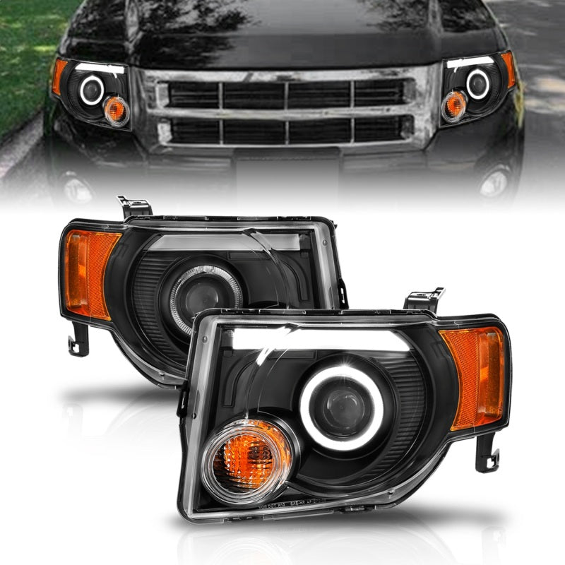 ANZO 2008-2012 Ford Escape Projector Headlights w/ Halo Black Headlights ANZO