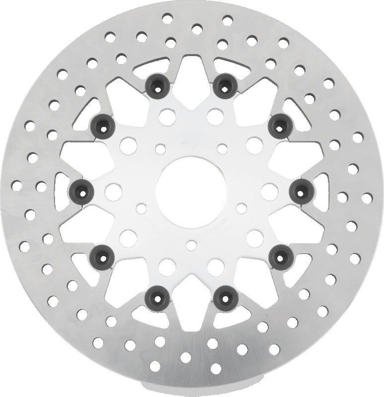 Twin Power 08-13 FLH FLT 08-16 FLHR 06-17 Dyna Front 11.8 Floating Mesh Rotor Silver Brake Rotors - OE TwinPower