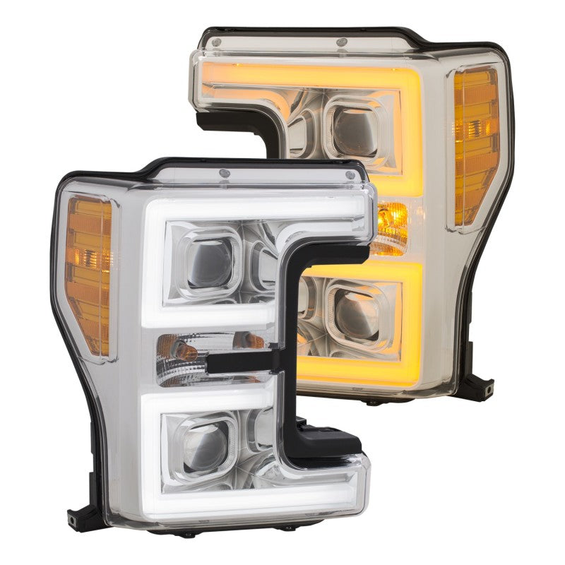 ANZO LED Headlights 17-18 Ford F-250 Super Duty Plank-Style L.E.D. Headlight Chrome (Pair) Headlights ANZO
