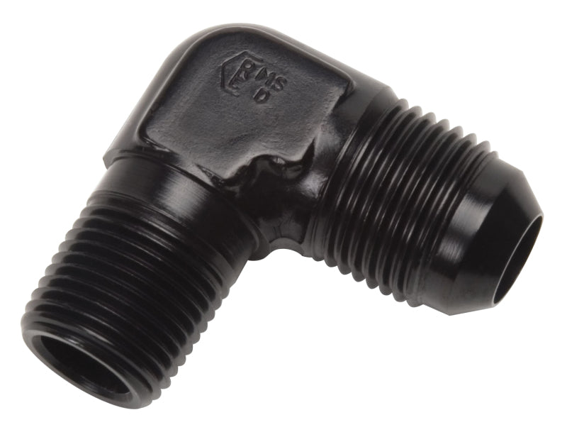 Russell Performance -12 AN to 1/2in NPT 90 Degree Flare to Pipe Adapter (Black) Fittings Russell